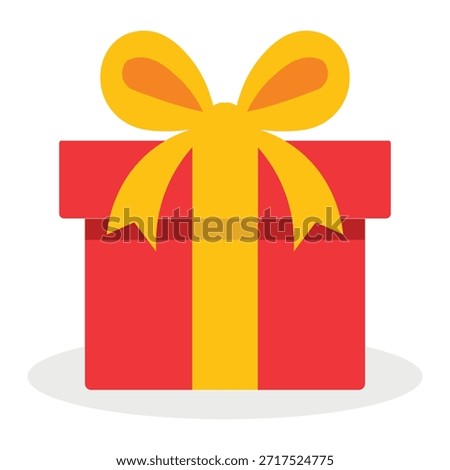 Christmas Gift Box with Ribbon Flat Icon Isolated on White Background