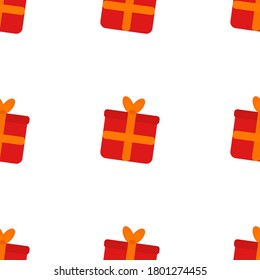 Christmas gift box seamless background vector illustration. Pattern for decoration design. New year ornament. Holiday party backdrop. Present wrap. 