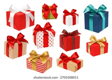 Christmas Gift Box Set Flat Vector