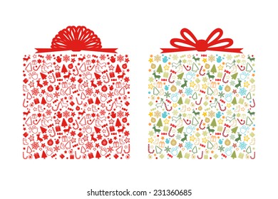 Christmas gift box shape on white background