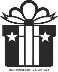 Christmas gift box silhouette vector illustration