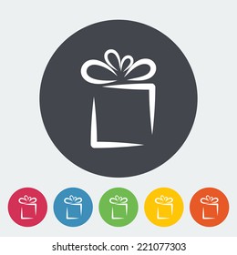 Christmas gift box. Single flat icon on the circle. Vector illustration.