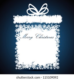 Weihnachtsgeschenkbox, Schneeflocken-Designhintergrund.