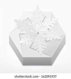 Christmas gift box with snowflake. Vector illustration