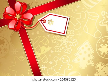 Christmas gift box and gift tag