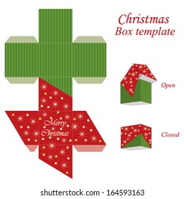 Christmas gift box template with sparkles and snowflakes. Vector illustration.