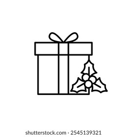christmas gift box christmas theme icon graphic illustration outline drawing art