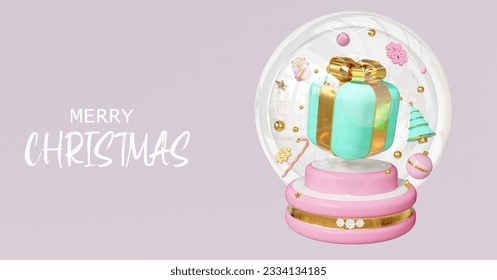 christmas gift box tree 2024 3d render vector 