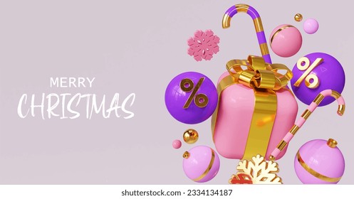 christmas gift box tree 2024 3d render vector 