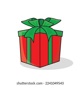 christmas gift, christmas box, gift box vector icon cartoon logo design ilutration