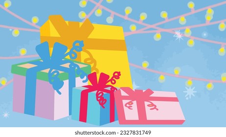Christmas gift box vector illustration, New Year's Day, Birthday greeting card.