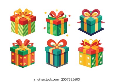 Christmas Gift Box Vector Illustration, Festive Holiday Design Elements