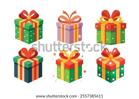 Christmas Gift Box Vector Illustration, Festive Holiday Design Elements