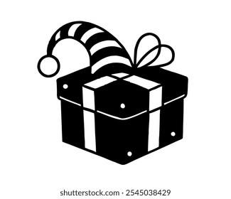 Christmas gift box vector isolated on transparent background