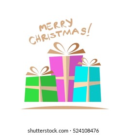 Christmas gift box vector isolated on white background. Design elements for greeting cards and flyers. Flat design. Xmas vector illustration. 