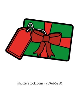 christmas gift box wit price tag offer season