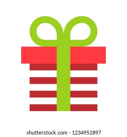 Christmas gift box  Xmas flat design icon.
