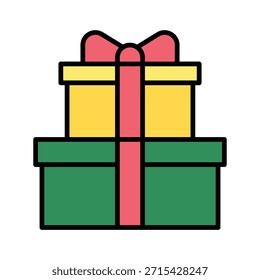 Christmas Gift Boxes, Birthday Gift Boxes Vector Illustration, Filled Style Icon.
