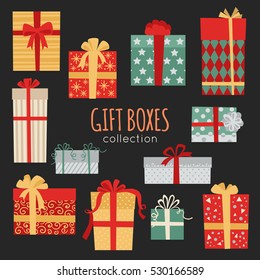 Christmas gift boxes collection vector illustration