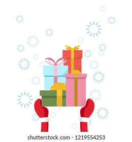 Christmas gift boxes. Flat design.