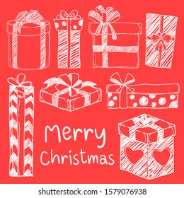 Christmas Gift Boxes are hand drawn in vector.