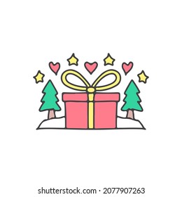 Christmas gift boxes illustration. Vector graphics for t-shirt prints and other uses.