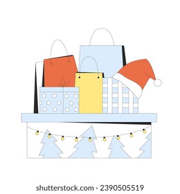 Christmas gift boxes isolated on white background. Simple vector illustration