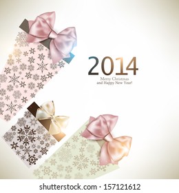 Christmas gift boxes made from snowflakes. Christmas background