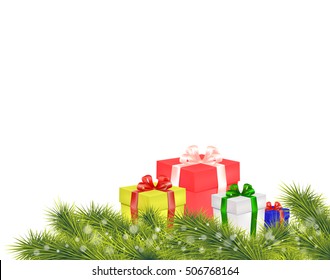 Christmas gift boxes on a white background