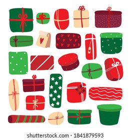christmas gift boxes red and green