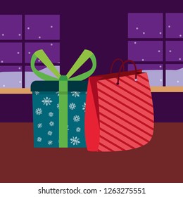 christmas gift boxes in the room