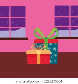 christmas gift boxes in the room