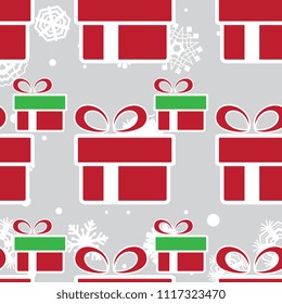 Christmas Gift Boxes Seamless Pattern Holiday Xmas Present Endless Background. New Year Vector Illustration