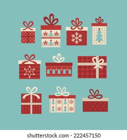 christmas gift boxes set. vector illustration