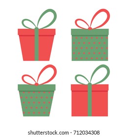 Christmas gift boxes set.Vector art.Perfect design for cards, wallpaper, posters, banners, invitations.Xmas design.