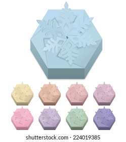 Christmas gift boxes with snowflake. Vector illustration