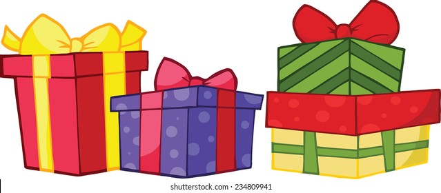Christmas Gift Boxes. Vector Collection Set