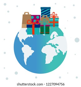 Christmas gift boxes vector illustration. Holiday presents isolated on white background
