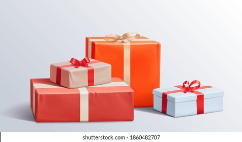 Christmas gift boxes, vector illustration.