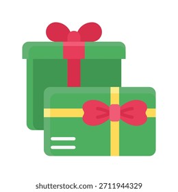 Caixas de presente de Natal Ilustração de vetor, ícone de estilo plano