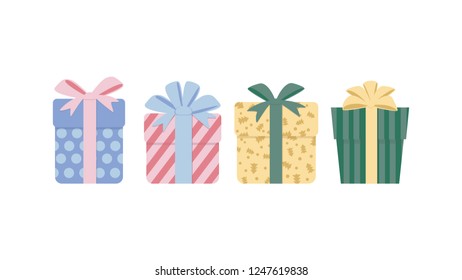 Christmas gift boxes vector on white background
