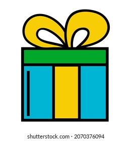 Christmas gift box.Vector illustration isolated on white. 