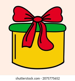 Caja de regalo de Navidad.Ilustración vectorial aislada en blanco. 