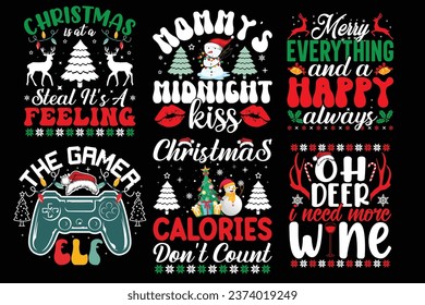 Christmas Gift Bundle T shirt design. Christmas groovy bundle shirt.