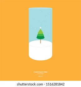 Christmas gift card 2020 Global warming concept new Christmas tree with snow 