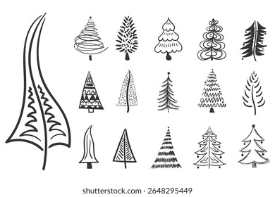Christmas gift card. Cute xmas tree with happy star and pink holiday decor. Winter branch, snowflake and warm wishes in illustration. Decorative icon design with seasonal elements.

