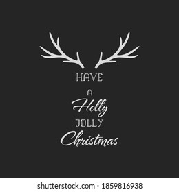 Christmas Gift Card Horns - Happe New Year - Vector Stock Illustration