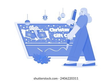 Christmas gift card Illustration concept on white background