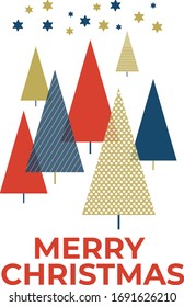 Christmas Gift Card with Stars and Pine Trees 