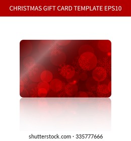 Christmas gift card template background with snowflakes and bokeh lights. Vector design EPS10